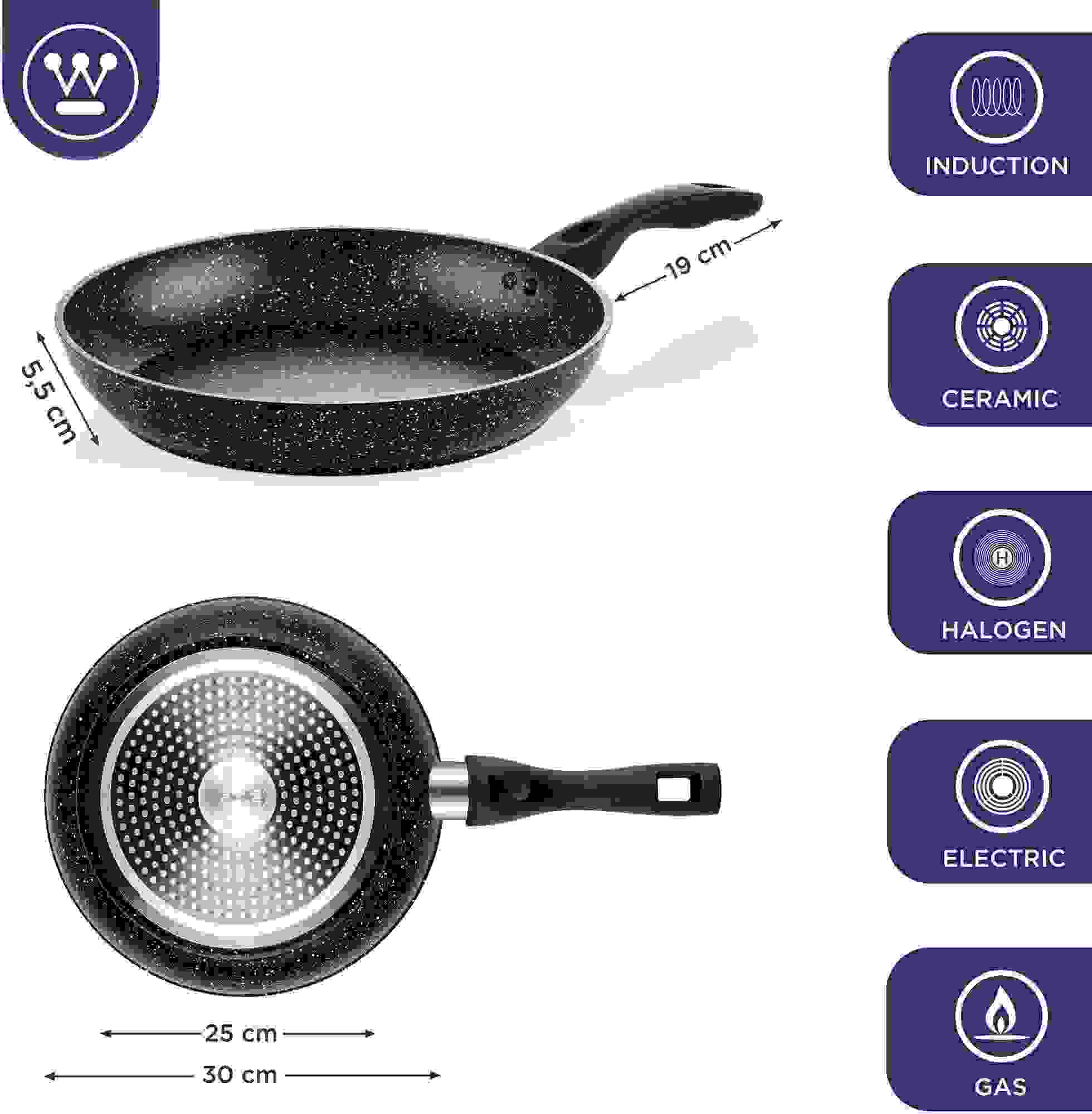 Westinghouse Bratpfanne Ø30 cm Schwarzer Marmor