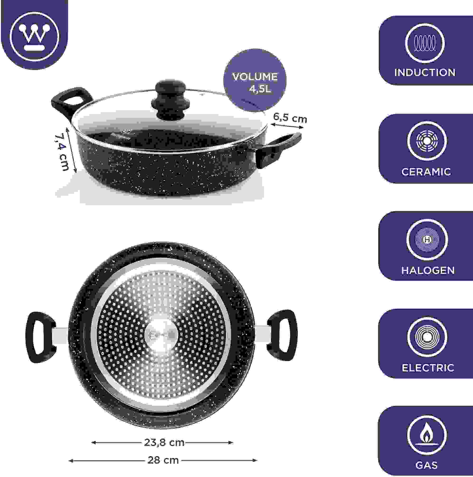 Westinghouse Kasserolle Schwarzer Marmor - 28 cm