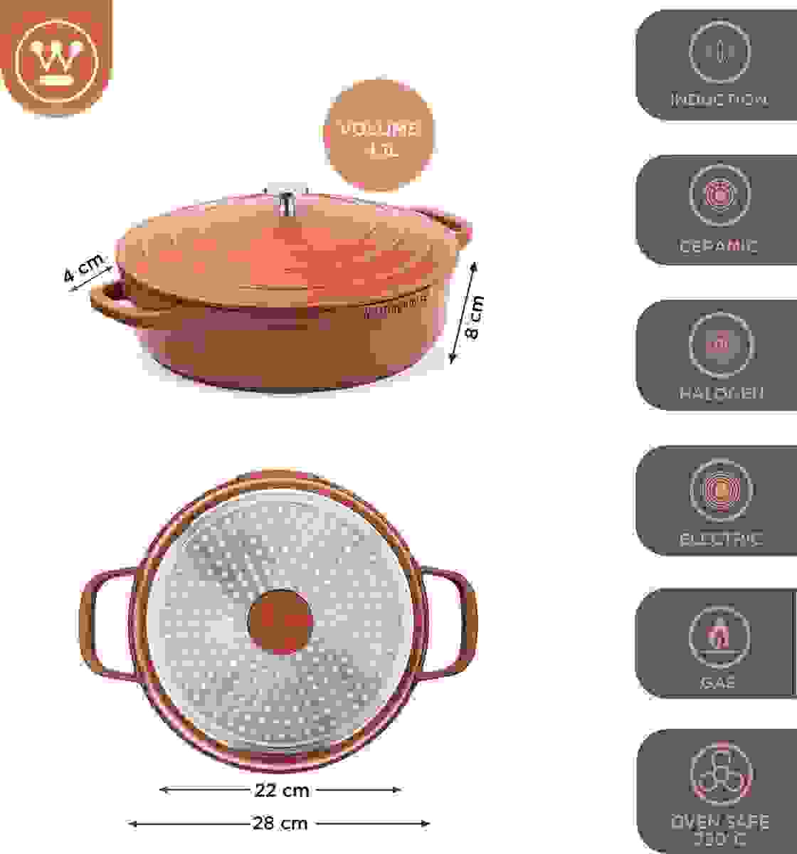 Westinghouse Performance Series Bratpfanne - Sauteuse - Backofen geeignet - 28 cm - Orange