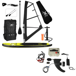 XQ Max Special Edition Windsurf/Sup Board Set - MIT Sup Motor Inkl. Zubehör - Mit Tragetasche - 13-teilig - bis zu 150 kg - 305 cm - Gelb/Schwarz