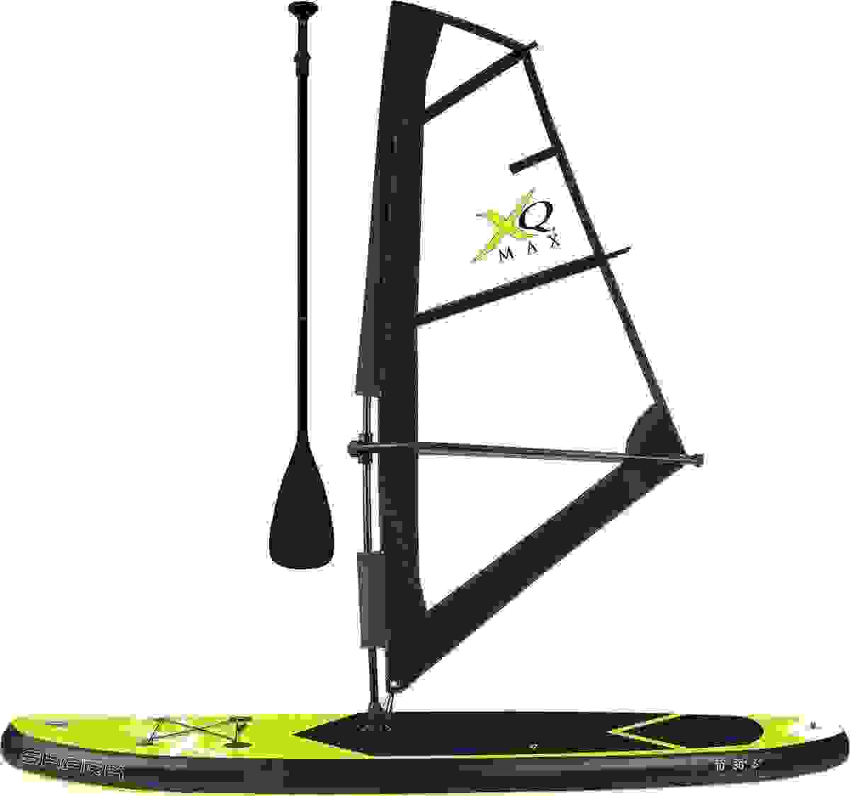 XQ Max Special Edition Windsurf/Sup Board Set MIT Tragetasche und FREE SUP Chair - 13-teilig - Gelb/Schwarz - bis zu 150 kg - 305 cm - Aufblasbar - Segel 2m²