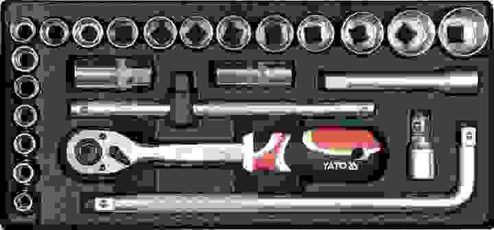 YATO Ratschenschlüsselsatz 1/2" und Zubehör - 25-teilig