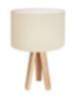 Creme weiße Tischlampe Holz Dreibein 46cm Retro AYLMER