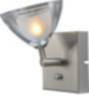 Moderne LED Sparlampe mit Glasschirm in Nickel matt