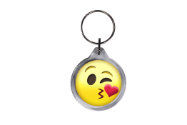 ResKey Schlüsselanhänger rund Emoji Emoticon Smiley Emojis beidseitig bedruckt Kussmund