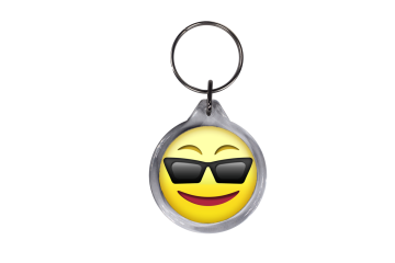 ResKey Schlüsselanhänger rund Emoji Emoticon Smiley Emojis beidseitig bedruckt Sonnenbrille