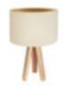 Tischlampe AYLMER Creme Gold Retro Dreibein 46cm Holz