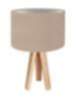 Tischlampe Holz Beige Silber Dreibein Retro 46cm