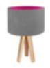 Tischlampe Holz Dreibein Grau Pink 46cm Retro JERRY