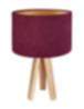 Tischlampe Rosa Beere Gold Holz Dreibein Retro Leuchte