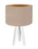 Tischlampe Schirm Holz Beige Gold Dreibein Retro 46cm