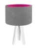 Tischlampe Schirm Holzleuchte Grau Pink Retro 46cm