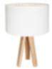 Tischleuchte Weiß Beige Retro 46cm Holz Lampe