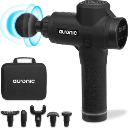 Auronic Massage Gun - 6 Aufsätze - 30 Stufen - Professionelles Massagegerät - Schwarz