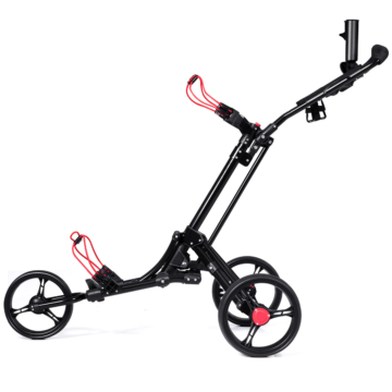 Coast 3-Wheel Golf Trolley Golf Cars Golf opvouwbare eenvoudige schuif- en tracterende auto zwart