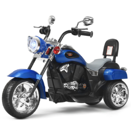 Coast 6V Elektro-Motorrad mit verstellbarem Scheinwerfer Motorrad mit Musik 91 x 48 x 64 cm blau + schwarz