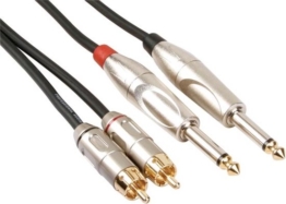 HQ-Power RCA-Klinkenkabel, 2 x RCA-Stecker, 2 x Klinke 6,35 mm Stecker, mono, 5 m, perfekt für die Tonübertragung