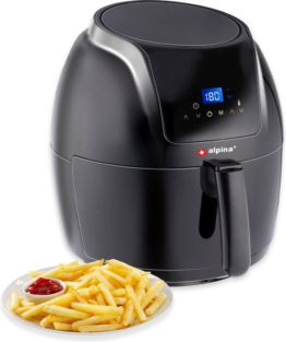 alpina Airfryer - Digitaler Touchscreen - 5 Liter - Heißluftfritteuse - Heißluftofen - Pommes frites, Gemüse, Brot, Muffins - 7-8 Personen