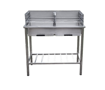 Garten Edelstahl-Grilltisch - Edelstahl - Outdoor - Verstellbar - 100x50,5x87cm