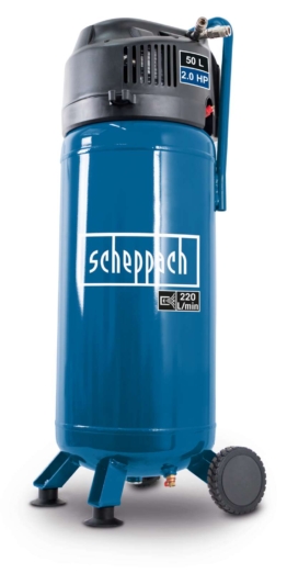 Kompressor stehend HC51V scheppach - inkl. 13 tlg. Set & 10m Schlauch | 10 bar | 50 Liter | ölfrei