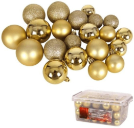 Weihnachtsgeschenke Weihnachtskugeln Set Gold - 70 Stück Weihnachtskugeln aus Kunststoff - inkl. Weihnachtskugeln Aufbewahrungsbox - Ã˜4/5/6 cm